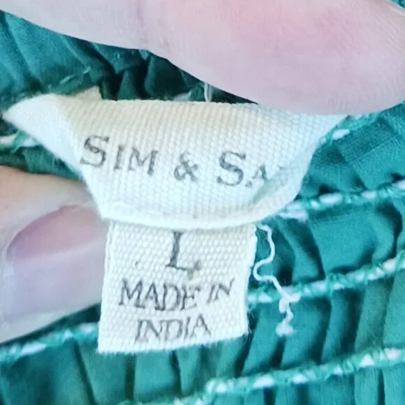 #95 3/$18 - Sim & Sam Green Short Sleeve Top Size L - Picture 5 of 8
